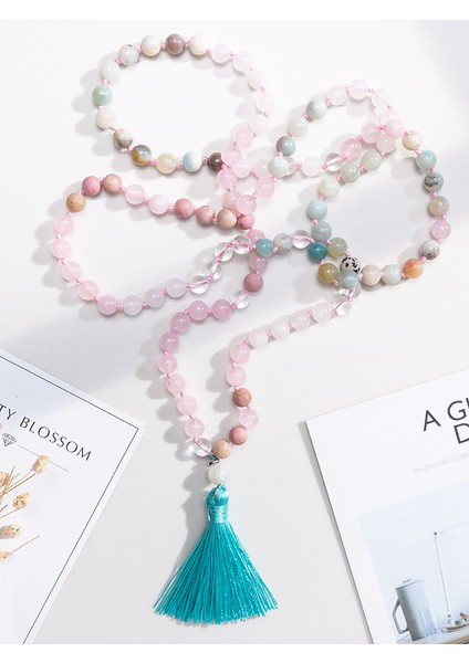 8mm Oaııte 8 mm Doğal Taş Gül Kuvars 108 Mala Boncuk Kolye Kadın Erkek Japamala Tespih Boncuklu Meditasyon Yoga Ruhu Takı (Yurt Dışından) fiyatları