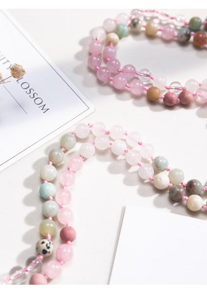 8mm Oaııte 8 mm Doğal Taş Gül Kuvars 108 Mala Boncuk Kolye Kadın Erkek Japamala Tespih Boncuklu Meditasyon Yoga Ruhu Takı (Yurt Dışından) fırsatları