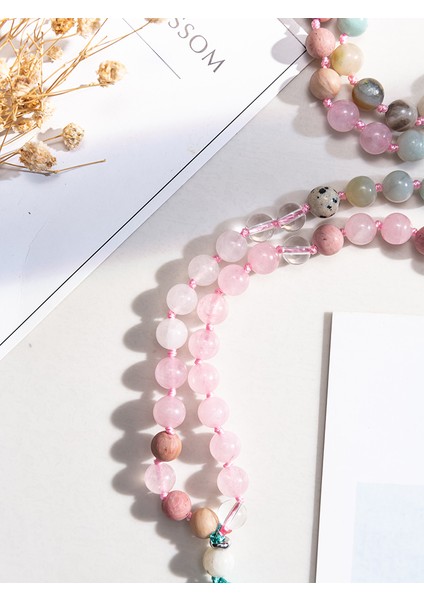 8mm Oaııte 8 mm Doğal Taş Gül Kuvars 108 Mala Boncuk Kolye Kadın Erkek Japamala Tespih Boncuklu Meditasyon Yoga Ruhu Takı (Yurt Dışından) indirimleri