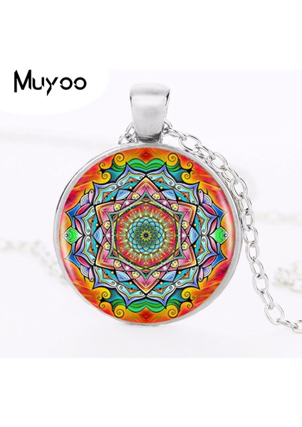 Siyah Stil No.7 Boyutu Budizm Mandala Logo Kolye Kolye Om Yoga Sanat Çakra Kutsal Geometri Kolye Dini Takı Muska Kolye Hz1 (Yurt Dışından)