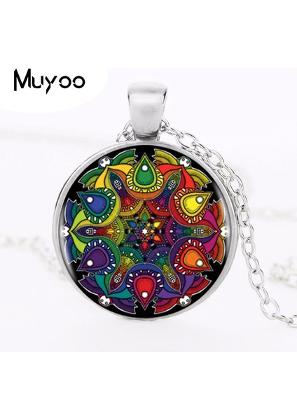 Siyah Stil No.7 Boyutu Budizm Mandala Logo Kolye Kolye Om Yoga Sanat Çakra Kutsal Geometri Kolye Dini Takı Muska Kolye Hz1 (Yurt Dışından)