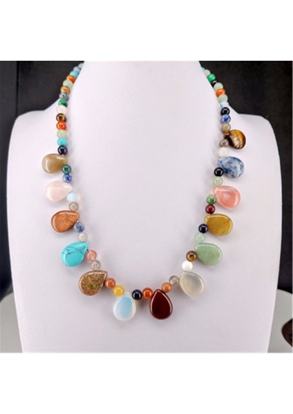 Druzy Kişilik Moda Doğal Kristal Taş Yuvarlak Boncuk Dize Su Damlası Kolye Kolye Renkli Enerji Şifa Kolye (Yurt Dışından)