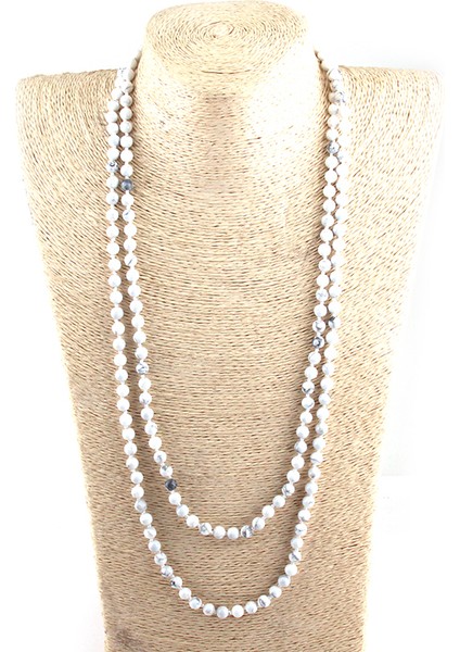 Ö Moda 6mm Yarı Değerli Taşlar Beadm Uzun Düğümlü Kolyeler (Yurt Dışından) modelleri