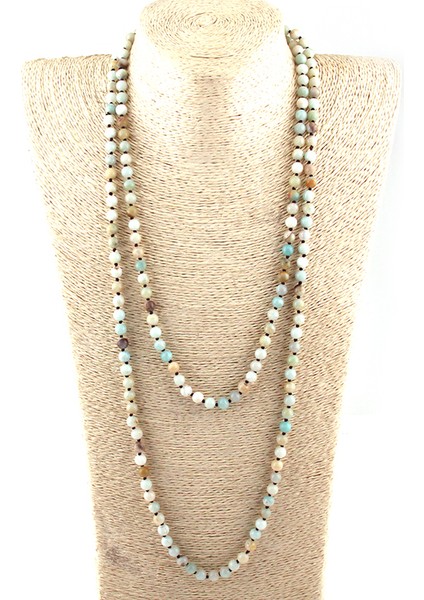 Ö Moda 6mm Yarı Değerli Taşlar Beadm Uzun Düğümlü Kolyeler (Yurt Dışından) indirimleri