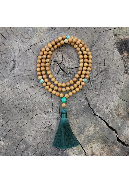 Altın Rengi 8mm Ahşap Tahıl Kumtaşı, Qinghai Yeşim Japa Mala Seti, Meditasyon Mala, Namaste Yoga Takı, Budist Mala Namaz Boncuk, 108 Mala Boncuk (Yurt Dışından) indirimleri