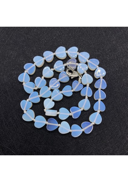 10X10MM Tarzı Opal Aşk Kalp Şekli Doğal Taş Yarı Değerli Taş Bayan Kolye Turkuaz Akik Kolye Yaklaşık 18 Inç (Yurt Dışından)