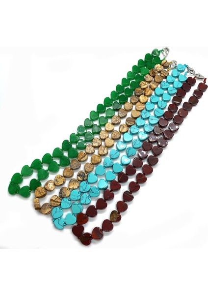 10X10MM Tarzı Opal Aşk Kalp Şekli Doğal Taş Yarı Değerli Taş Bayan Kolye Turkuaz Akik Kolye Yaklaşık 18 Inç (Yurt Dışından)