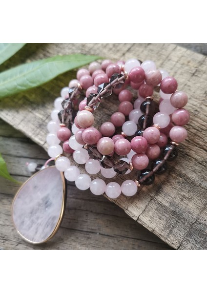 Bileklik 8mm Rhodonite Obsidyen Kristal Taş Boncuk, Gül Kuvars Kolye, Dua Bileklik, Aşk Şifa, Meditasyon, 108 Mala Boncuk Kolye (Yurt Dışından) modelleri