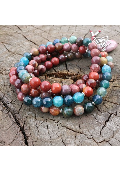 Altın Rengi 8mm Mookaitet, Hint Akik, Boyalı Yeşil Oniks, Güçlü Çakra Şifa Japamala Kolye, Meditasyon Mala, Naturalala Boncuk (Yurt Dışından) modelleri