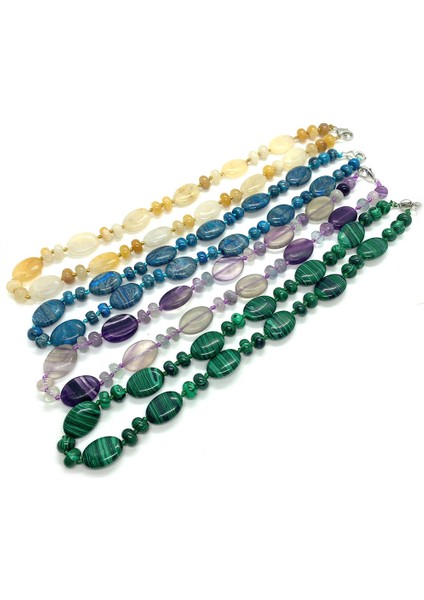 13X18MM Tarzı Malakit Yeni Boho Boncuklu Doğal Taş Kolye Malakit Ametist Akik Oval Boncuk Boho Parti Takı Trend Moda Kolye (Yurt Dışından) modelleri