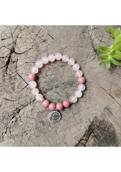 Kırmızı Kahverengi 8mm Rhodonite, Gül Kuvars, Pembe, Ayçiçeği, Yoga Meditasyon Japa Mala Kolye, Takı Setleri, 108 Tesbih, Takılar Kolye Kadın (Yurt Dışından)