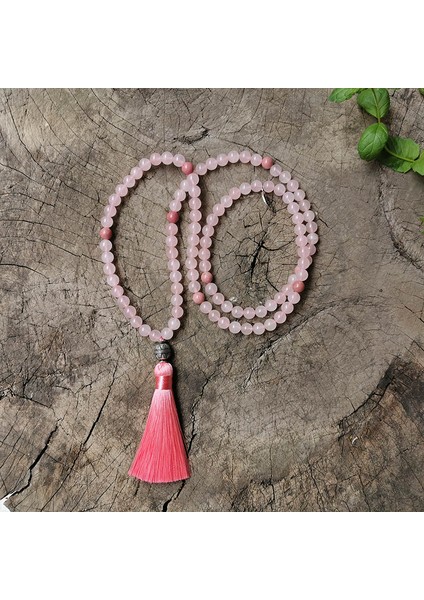 Kırmızı Kahverengi 8mm Rhodonite, Gül Kuvars, Pembe, Ayçiçeği, Yoga Meditasyon Japa Mala Kolye, Takı Setleri, 108 Tesbih, Takılar Kolye Kadın (Yurt Dışından) indirimleri