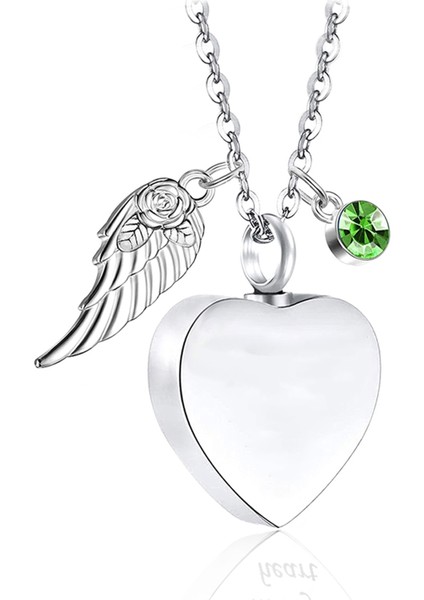 Stili Özelleştir Ağustos Kalp Urn Kolye ile Külleri Için 12 Doğum Taşları Melek Kanatları Kremasyon Kolye Anıt Külleri Urn Moda Takı Hatıra (Yurt Dışından)
