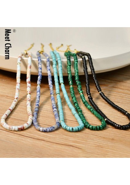 ZY2114A-02 Yeni Moda Doğal Renkli Taş Boncuk Kolye Kadın Basit Femme Takı Aksesuarları Parti Gerdanlık Klavikula Kolye Hediye (Yurt Dışından) fiyatları