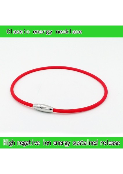 45CM Tarzı Kırmızı Su Geçirmez ve Ter Önleyici Iyon Dengesi Manyetik Terapi Sağlık Silikon Turmalin Kolye (Yurt Dışından)