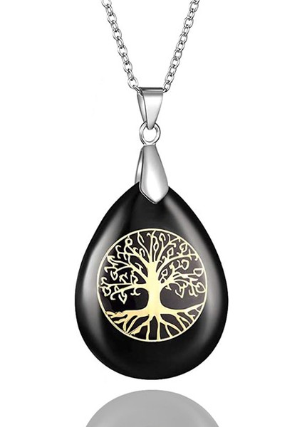 45CM Tarzı Obsidyen Doğal Gül Kuvars Ametist Enerji Taş Su Damlası Kolye Kolye Şifa Kristal Reiki Takı Hediye Kadınlar Takı Için (Yurt Dışından)