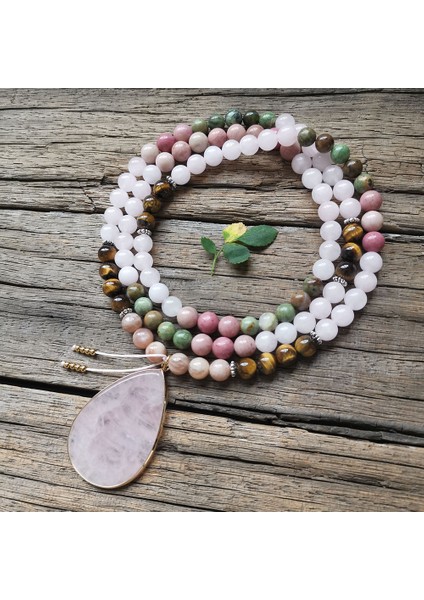 Bileklik 8mm Sunstone Yeşil Jasper Boncuk, Gül Kuvars Kolye, Dua Bileklik, Yoga Kolye, Tatlı ve Romantik Boncuk, Aşk Şifa Takı (Yurt Dışından)