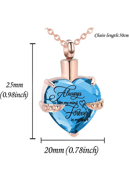 55CM Tarzı Haziran Kalp Şeklinde 12 Birthstone Anıt Külleri Kolye Kremasyon Takı Urn Kolye Charm Hatıra Hediye-Eşleşen Flanel Çanta (Yurt Dışından)