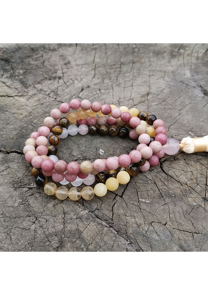 Altın Rengi 8mm Rhodonite, Kaplan Gözü Japa Mala Seti, Koruyucu, Meditasyon Mala, Namaste Yoga Takı, Budist Mala Tespih, 108 Mala Boncuk (Yurt Dışından) modelleri
