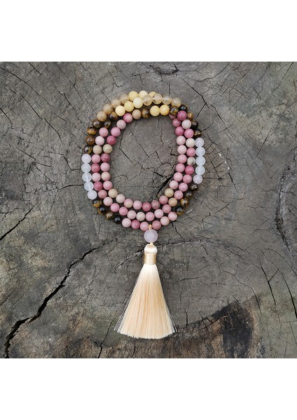 Altın Rengi 8mm Rhodonite, Kaplan Gözü Japa Mala Seti, Koruyucu, Meditasyon Mala, Namaste Yoga Takı, Budist Mala Tespih, 108 Mala Boncuk (Yurt Dışından) fırsatları