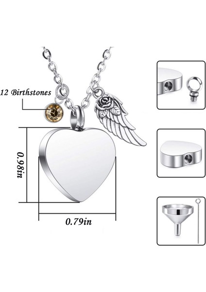 Stili Özelleştir Ağustos Kalp Urn Kolye ile Külleri Için 12 Doğum Taşları Melek Kanatları Kremasyon Kolye Anıt Külleri Urn Moda Takı Hatıra (Yurt Dışından) indirimleri