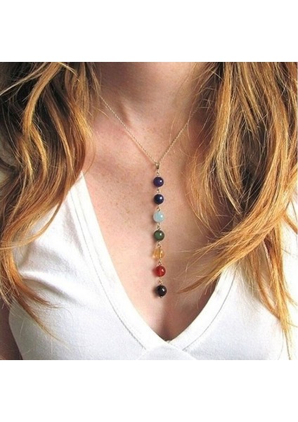 Kolye Çakra Gem Taş Boncuk Kolye Kolye Kadın Yoga Şifa Dengeleme Maxi Çakra Gerdanlık Bijoux Femme Takı (Yurt Dışından) indirimleri