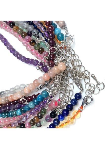 40CM Tarzı Turmalin Doğal Lapis Lazuli Kristal Kuvars Garnet 4mm Yuvarlak Boncuk 40 cm Uzunluk Bilezik Kolye Çift Kullanımlı Takı Takı Bayan Hediye (Yurt Dışından) fırsatları