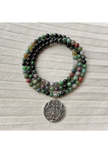 Bileklik 8mm Taş Boncuk, Lotus Kolye, Hint Oniks, Yakut Zoisit, Özel Yapım Mala Setleri, Manevi Takı, Meditasyon, Ilham Verici (Yurt Dışından) indirimleri