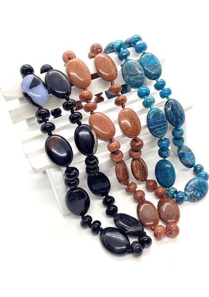 13X18MM Tarzı Unakit Yeni Boho Boncuklu Doğal Taş Kolye Malakit Ametist Akik Oval Boncuk Boho Parti Takı Trend Moda Kolye (Yurt Dışından)