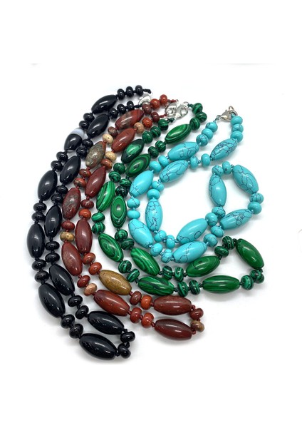 10X20MM Tarzı Malakit Yeni Bohemian Doğal Taş Malakit Siyah Oniks Mavi Çam Gerdanlık Kolye El Yapımı Kolye Bayanlar Güzel Hazırlanmış Takı (Yurt Dışından) modelleri