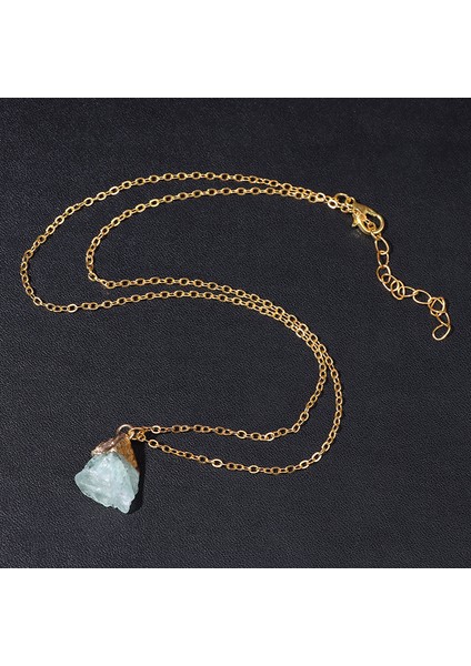 Akuamarin Minimalist Şık Kadın Erkek Kolye Doğal Kristal Taş Kolye Boncuk Kolye Narin Güzel Oval Charm Gerdanlık Ins Takı (Yurt Dışından)