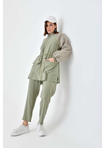 Kadın File Detaylı Takım Haki fırsatları