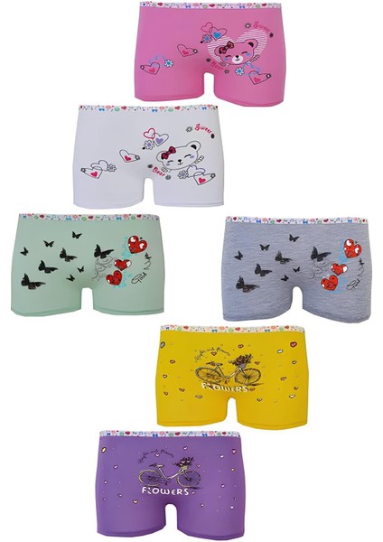 Tutku 0181 Kız Çocuk Karışık Desenli Likralı Pamuklu 6 Lı Paçalı Boxer fiyatları