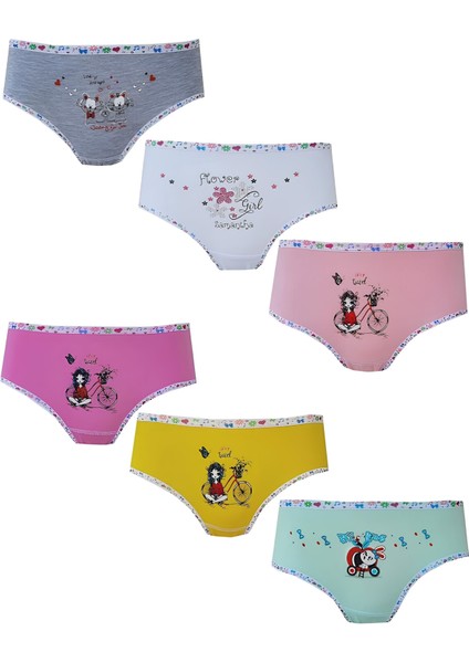 Tutku 832 Kız Çocuk Karışık Desenli Likralı Pamuklu 6 Lı Slip Külot fiyatları