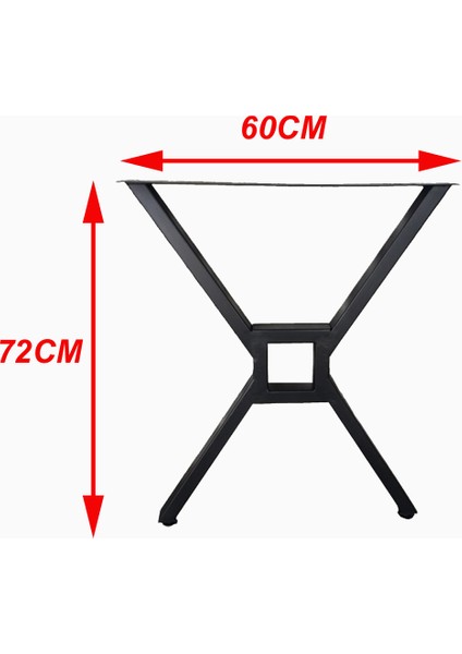 Cvtdesign Metal Ayak 30X50 1,5mm Kalınlık 60 x 72 cm Ayarlanabilir Bingolu Profil Ayaklar Metal Masa Ayağı