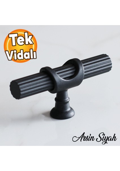 Arsin Mat Siyah Metal Düğme Tek Vidalı Çekmece Mutfak Mobilya Dolap Kulbu
