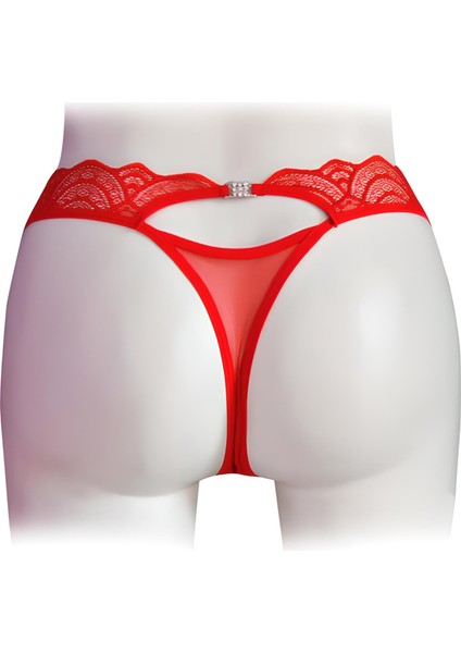 Helena Paris Kadın Transparan Taşlı Dantel Detaylı Tanga Slip (2749)