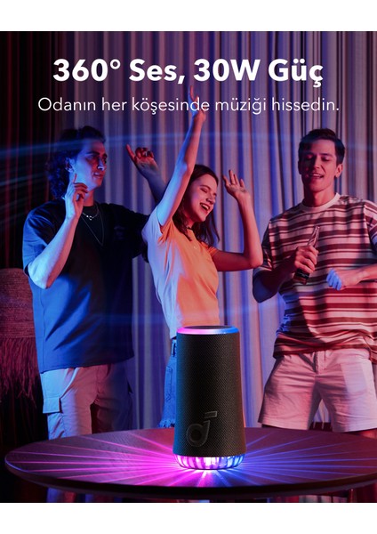 Soundcore Glow Taşınabilir Hoparlör - 360° Ses Bluetooth Hoparlör - Senkronize Radyant Işık - A3166