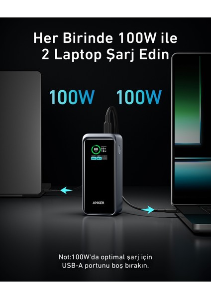 735 Prime 20,000mAh Taşınabilir Hızlı Şarj Cihazı - 200W - 3 Portlu - iOS,Android, Macbook Notebook Destekli USB-C Ekranlı Powerbank - A1336