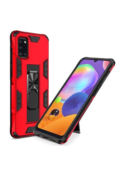 Samsung Galaxy A31 Stantlı ve Tam Koruma Sağlayan Şık Volve Premium Sert Silikon Kılıf