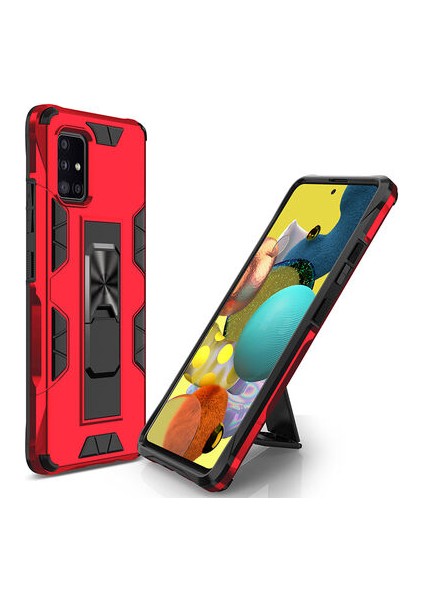 Samsung Galaxy A51 Stantlı ve Tam Koruma Sağlayan Şık Volve Premium Sert Silikon Kılıf