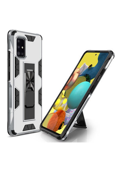 Samsung Galaxy A51 Stantlı ve Tam Koruma Sağlayan Şık Volve Premium Sert Silikon Kılıf