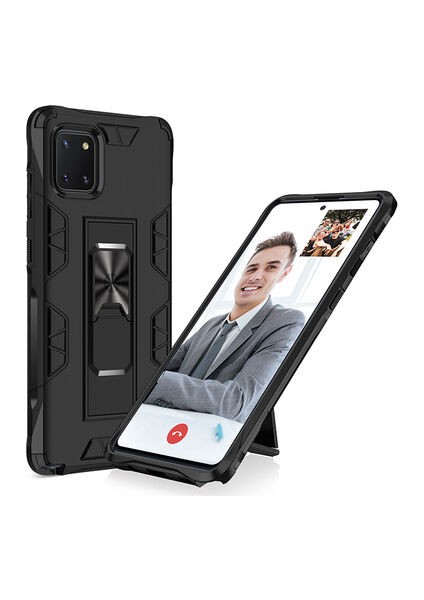 Samsung Galaxy A81 Stantlı ve Tam Koruma Sağlayan Şık Volve Premium Sert Silikon Kılıf