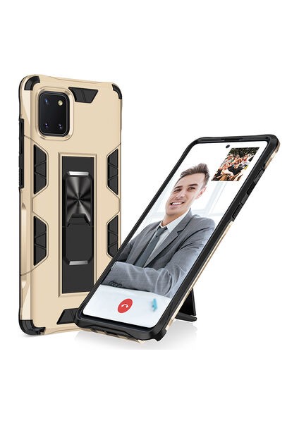 Samsung Galaxy A81 Stantlı ve Tam Koruma Sağlayan Şık Volve Premium Sert Silikon Kılıf
