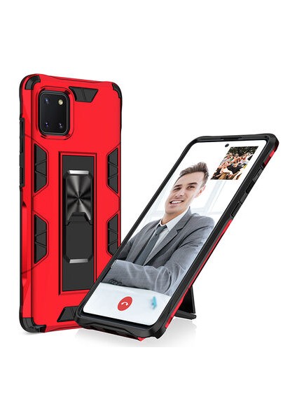 Samsung Galaxy A81 Stantlı ve Tam Koruma Sağlayan Şık Volve Premium Sert Silikon Kılıf