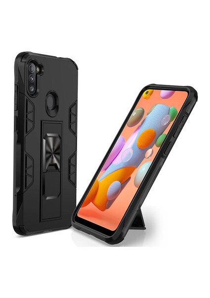 Samsung Galaxy M11 Stantlı ve Tam Koruma Sağlayan Şık Volve Premium Sert Silikon Kılıf