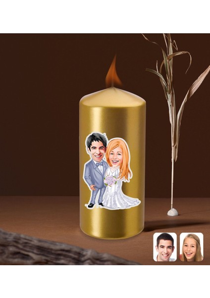 Kişiye Özel Sevgililer Karikatürlü Gold Blok MUM-104