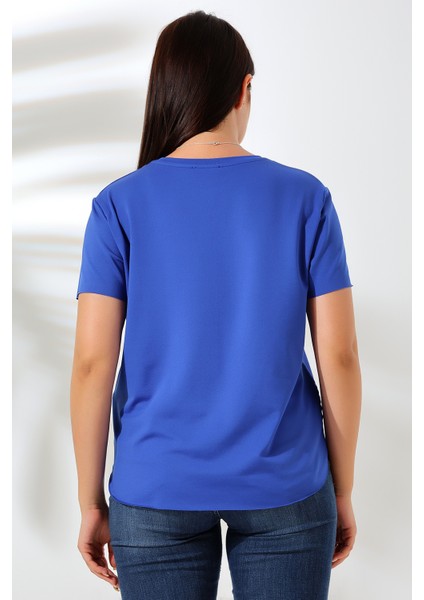 Kısa Kol Yumuşak Dokulu Dökümlü T-Shirt 21638 Saks fırsatları