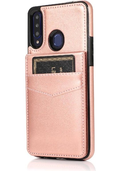 Samsung Galaxy A20S Kart Tutucu Kılıf Cüzdan Manyetik ile Uyumlu (Yurt Dışından)