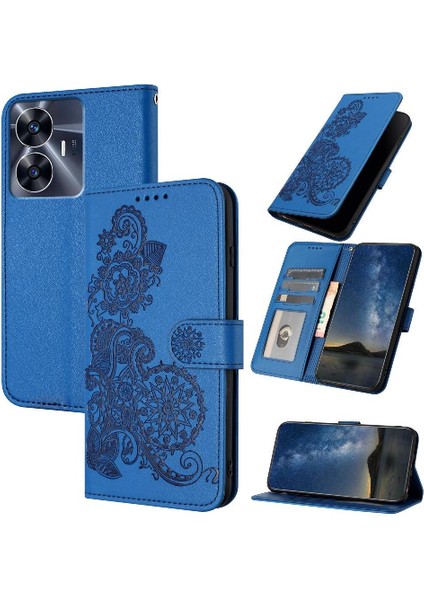 Kart Yuvası Standı Pu Deri Manyetik Kapatma ile Realme C55 Için Flip Case (Yurt Dışından)